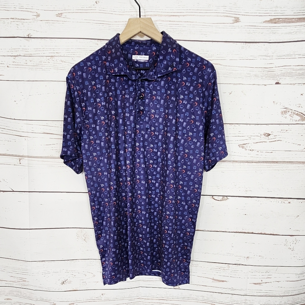 Fore Fathers | Navy Printed Golf Performance Polo